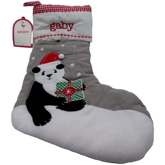Pottery Barn Kids gaby Panda Bear Xmas Gift Christmas Holiday Stocking Quilted - Picture 1 of 9